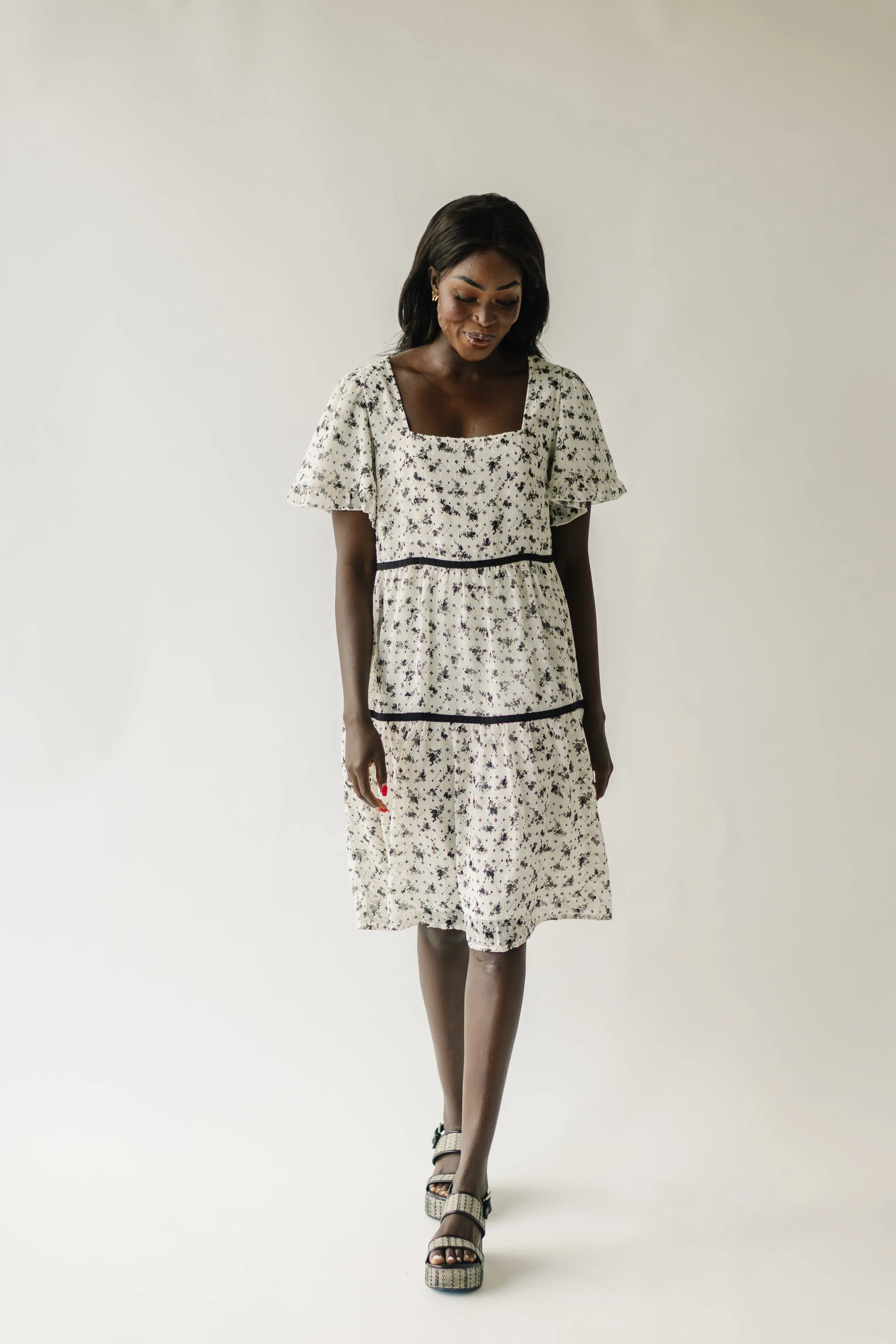 The Canton Floral Midi Dress in Ivory Multi