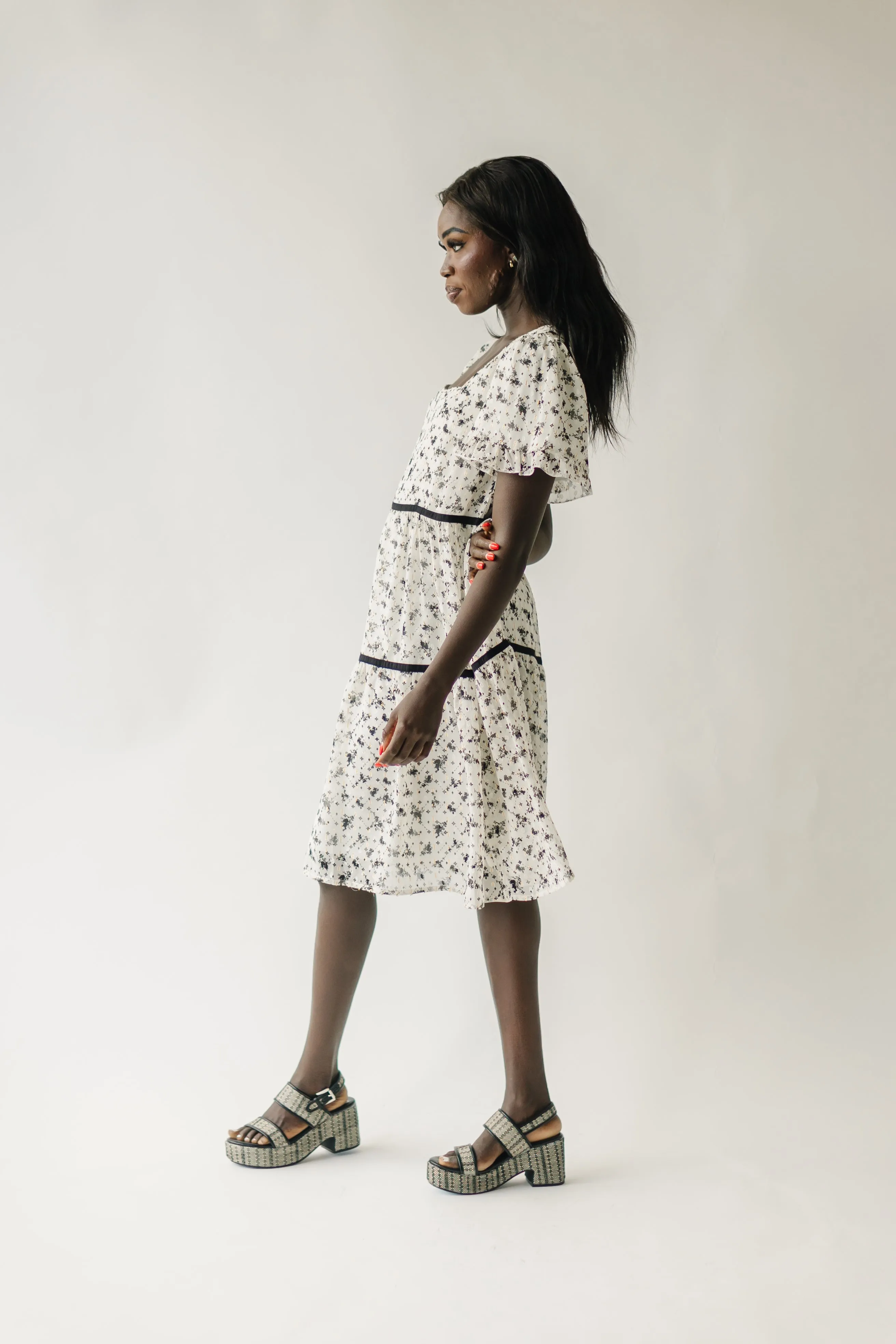 The Canton Floral Midi Dress in Ivory Multi