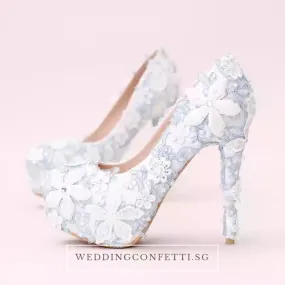 The Cassandra Wedding Bridal Floral Blue Heels