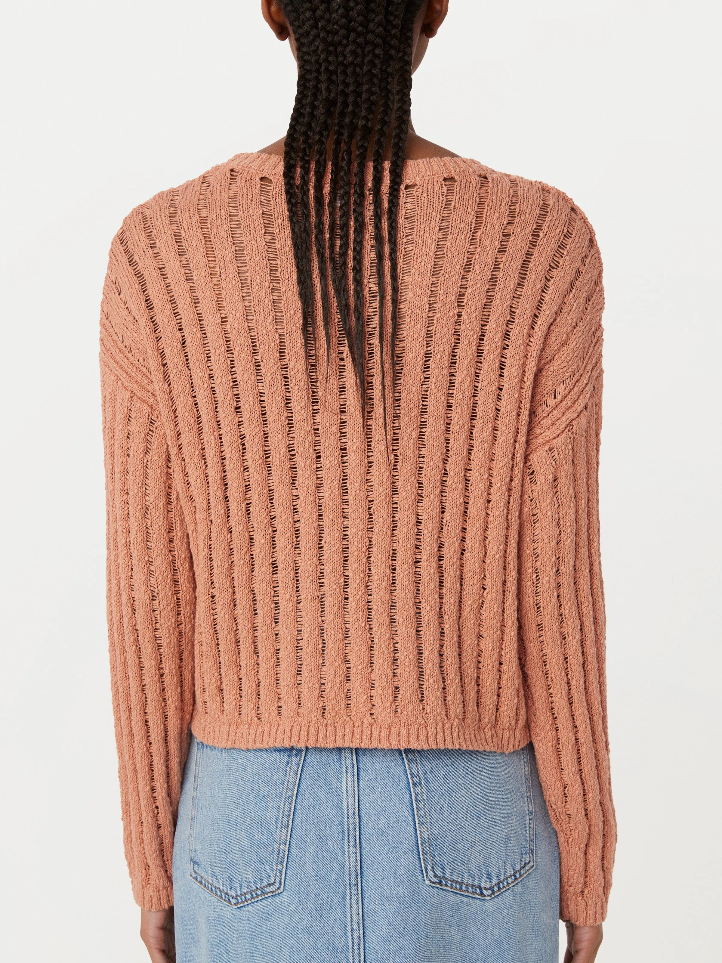 The Crochet Knit Sweater in Coral