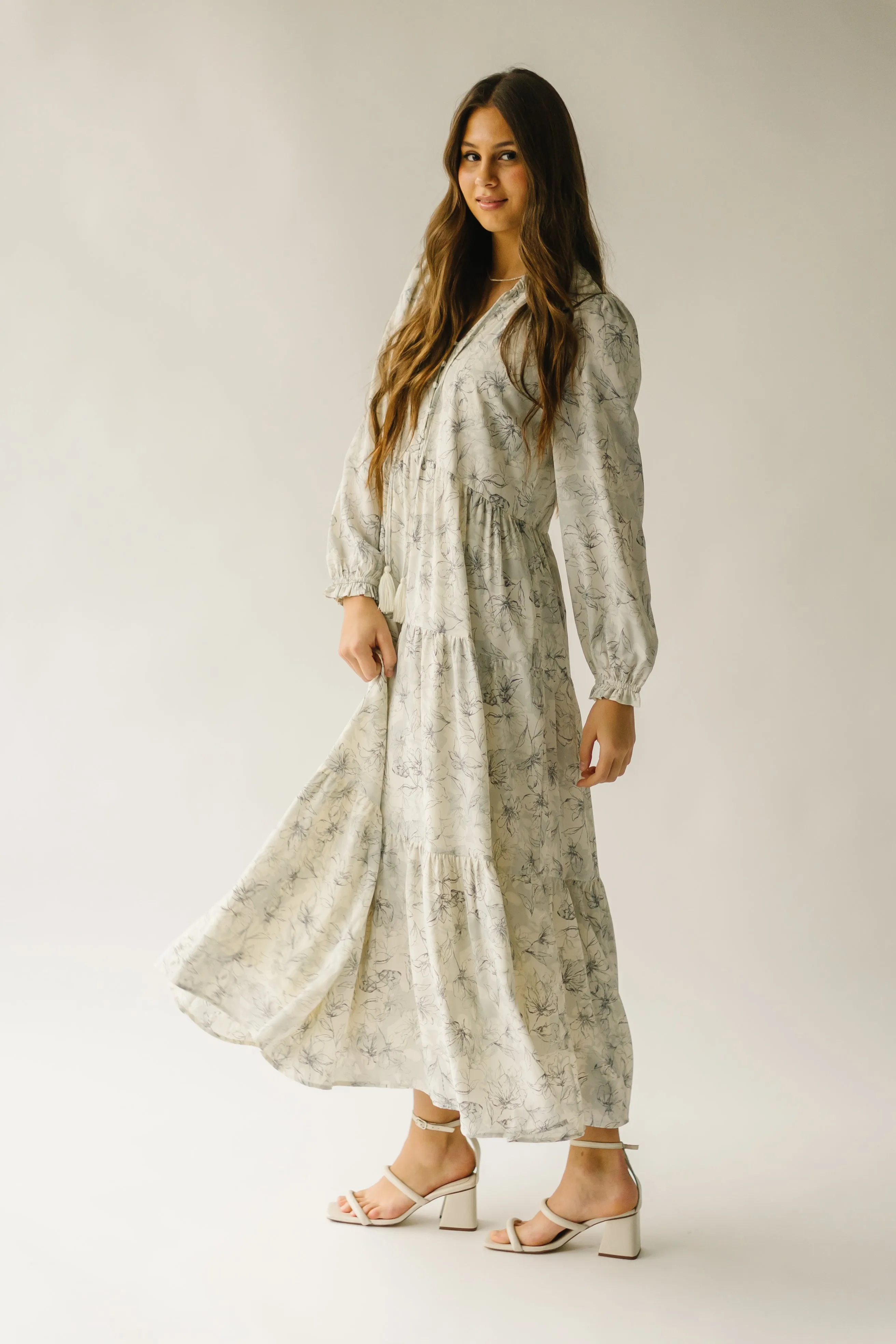 The Kerling Floral Maxi Dress in Grey Multi