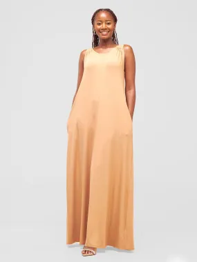 Vivo Safiya Gathered Shoulder Maxi Dress - Tan