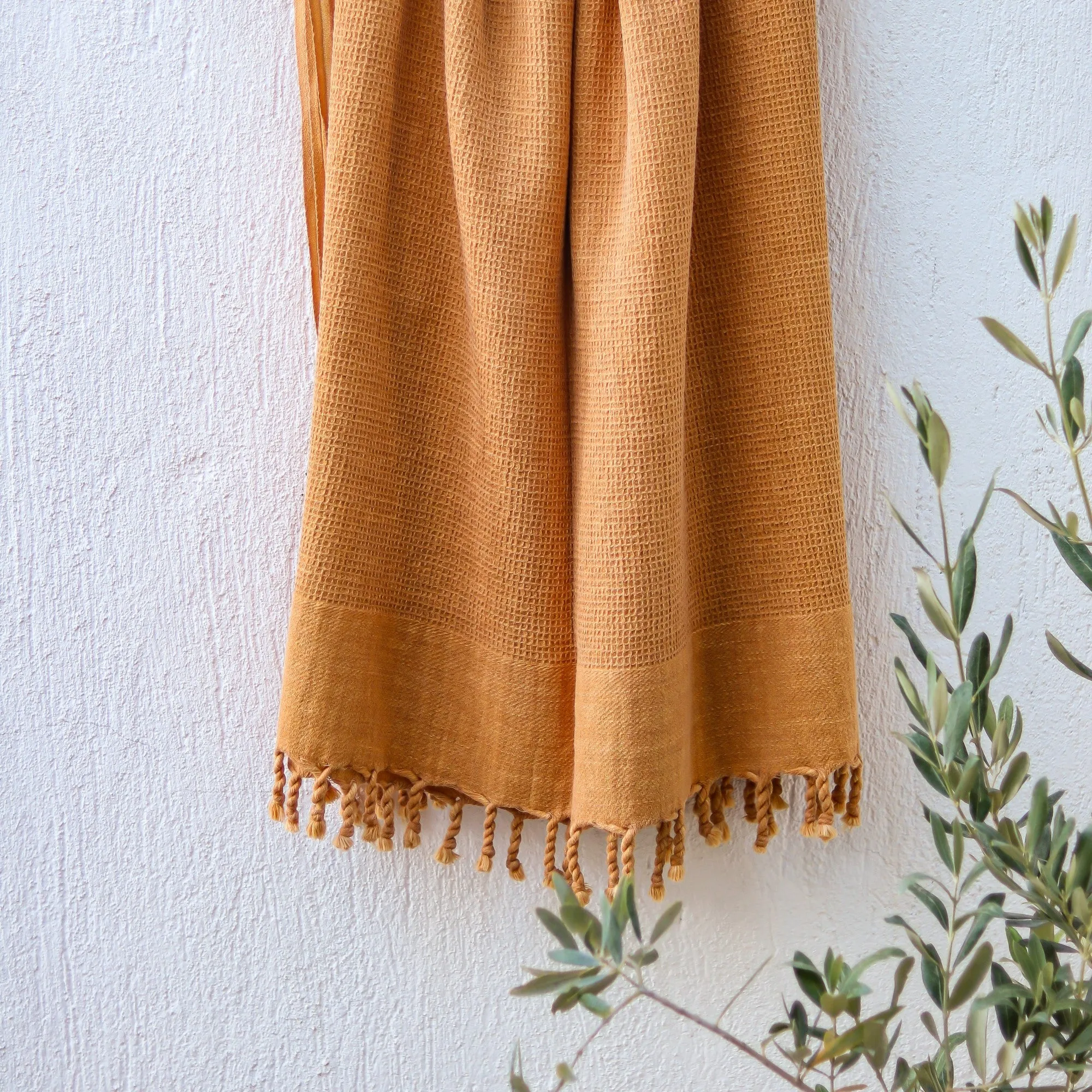 Waffle-weave Turkish Towel Mustard