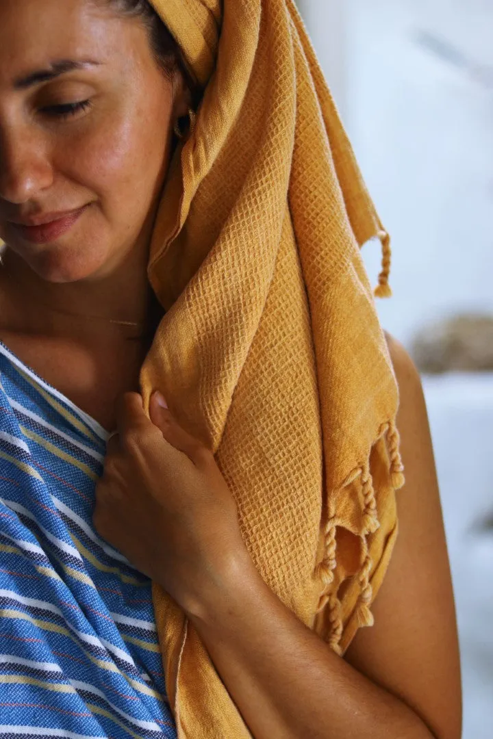 Waffle-weave Turkish Towel Mustard