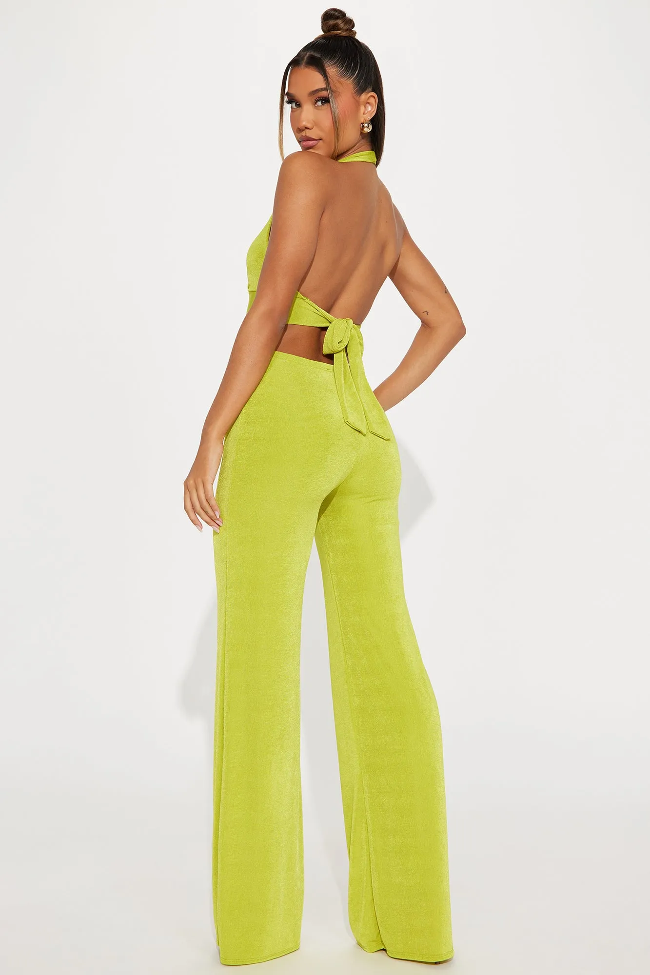 What You Need Slinky Jumpsuit - Chartreuse