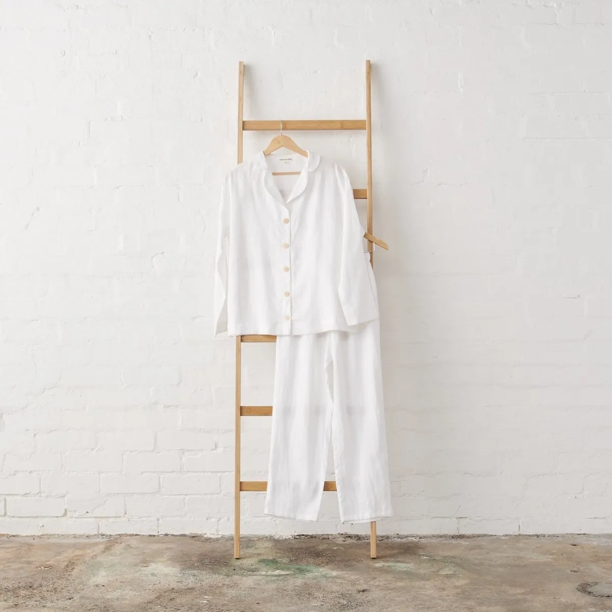 White Linen Pyjama Set - Classic Style