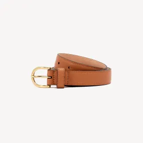 Women's Belt with Round Buckle - Tobacco