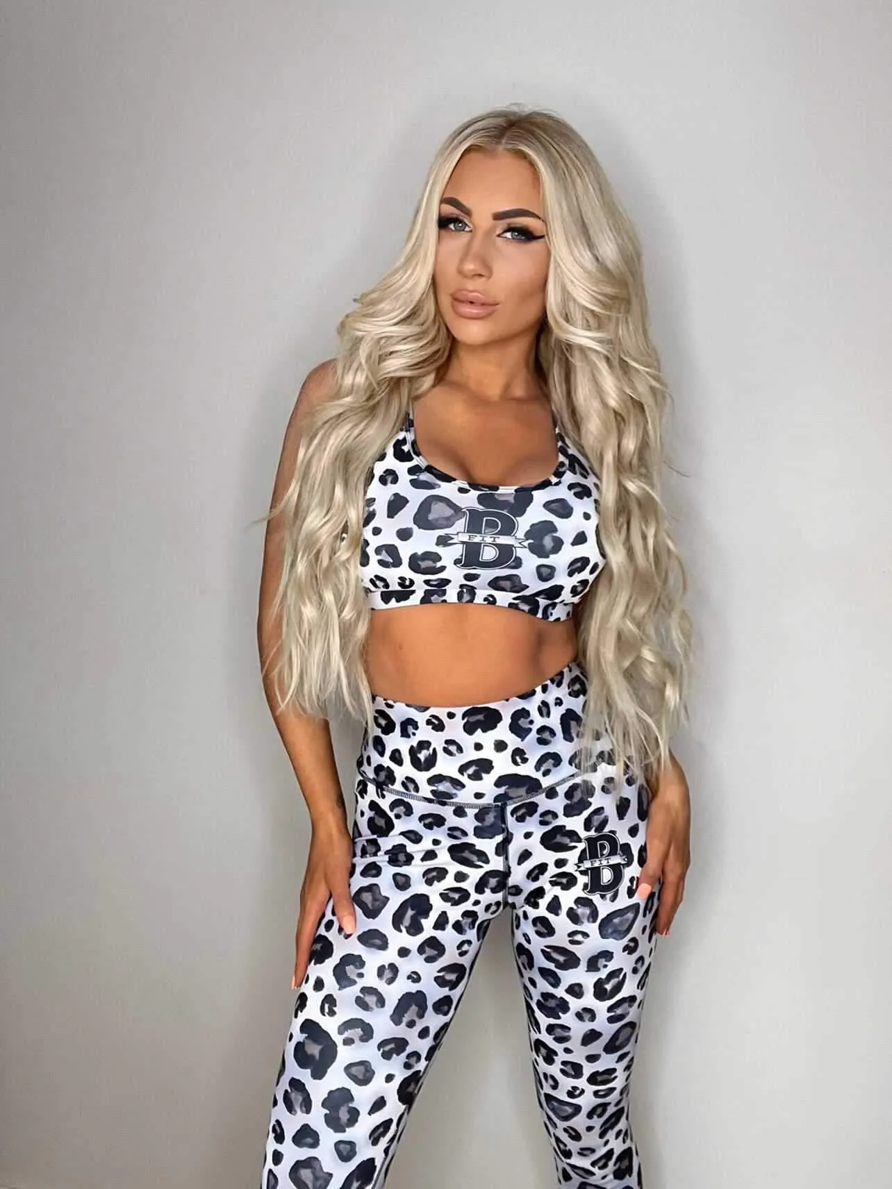 Women's Snow Leopard Print Racerback Sports Set