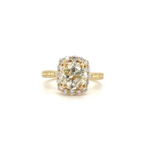 Yellow Diamond 2.68ct Ring with Diamond Halo in 18K and 14K Yellow Gold