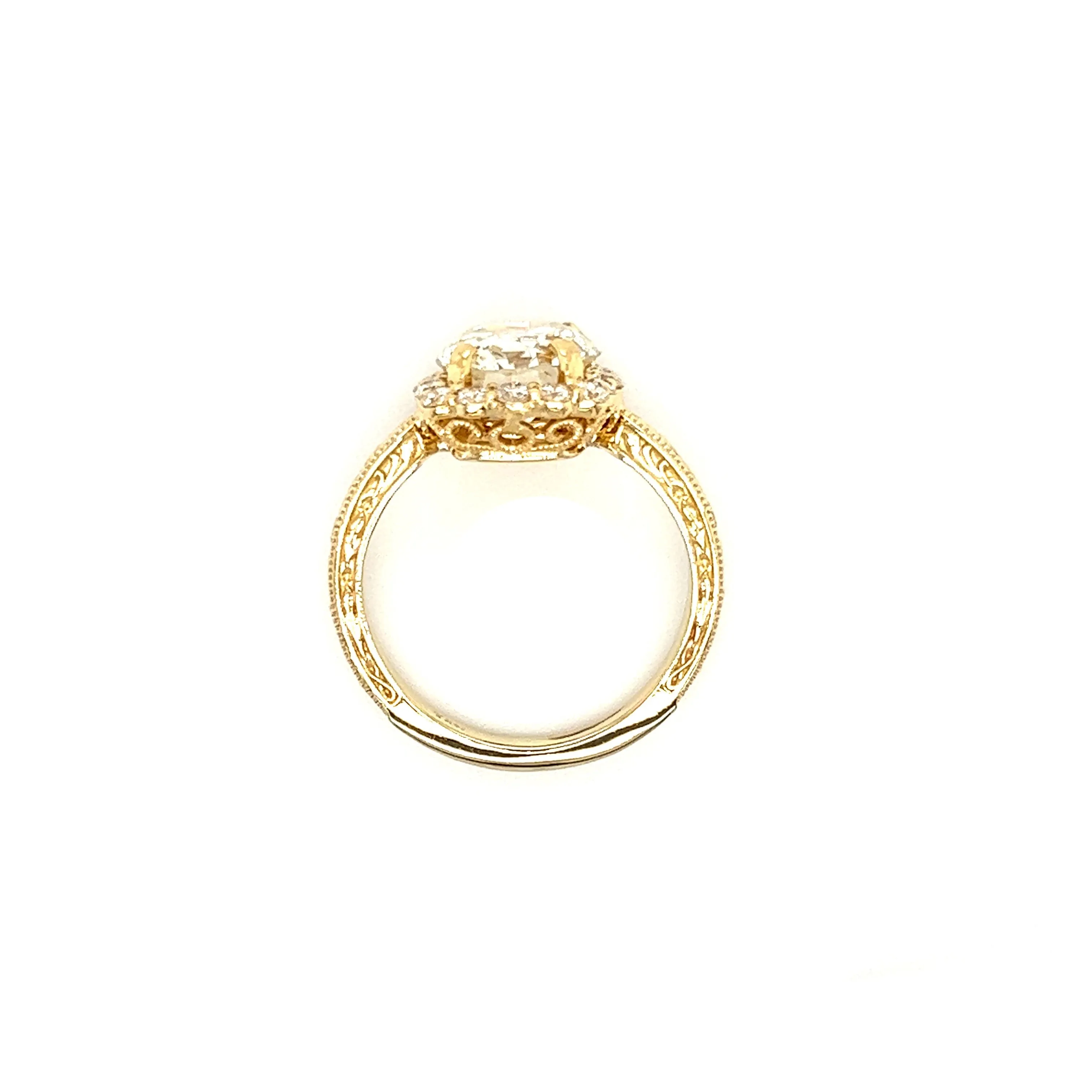 Yellow Diamond 2.68ct Ring with Diamond Halo in 18K and 14K Yellow Gold